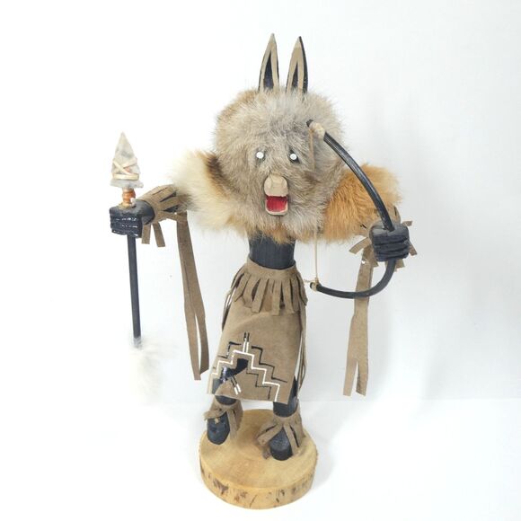 Navajo Kachina Doll Handmade Hunter 11" Tall Bow Arrow Signed B. Begay AS IS - Picture 1 of 11
